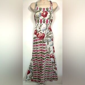 Sacred Threads Boho Cotton Maxi Dress – M, Floral Patchwork Print, India-Made